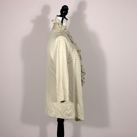 August Silk Ruffle Detail Cardigan Tan S - Picture 3 of 7